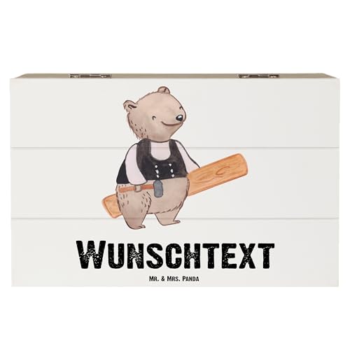 Mr. & Mrs. Panda 19 x 12 cm Personalisierte Holzkiste Zimmermann mit Herz - Personalisierte Geschenke, Danke, Firma, Dankeschön, Kollege, Truhe mit von Mr. & Mrs. Panda