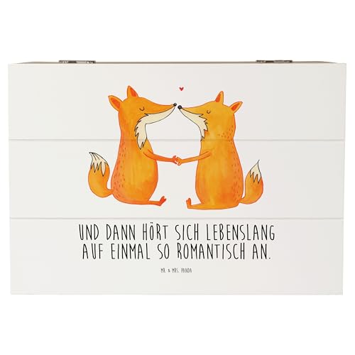 Mr. & Mrs. Panda 22 x 15 cm Holzkiste Füchse Liebe - Geschenk, Ehemann, Freund, Erinnerungsbox, Partner, Paar, Freundin, Truhe, Ehe, XXL, von Mr. & Mrs. Panda