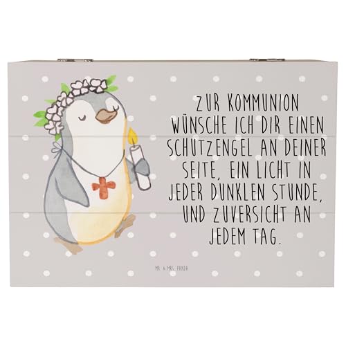 Mr. & Mrs. Panda 22 x 15 cm Holzkiste Pinguin Kommunion Mädchen - Geschenk, Konfirmation Geschenk, Konfirmation, Gott, Dekokiste, XXL, Gläubig, von Mr. & Mrs. Panda