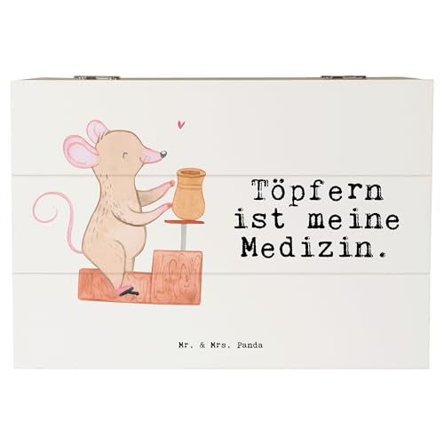 Mr. & Mrs. Panda 22 x 15 cm Holzkiste Töpfern Medizin - Geschenk, Aufbewahrungsbox, XXL, Töpferkurs, Schatzkiste, Hobby, Schatulle, Truhe, von Mr. & Mrs. Panda