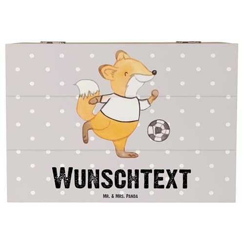 Mr. & Mrs. Panda 22 x 15 cm Personalisierte Holzkiste Fußball spielen Tage - Personalisierte Geschenke, Fußballer, Erinnerungsbox mit Namen, von Mr. & Mrs. Panda