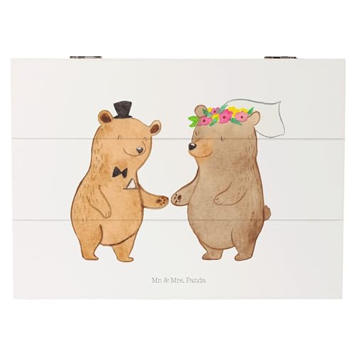 Mr. & Mrs. Panda 25 x 18 cm Holzkiste Bären Heirat - Geschenk, Erinnerungsbox, Trauungsgeschenk, Hochzeit, Truhe, Geschenkdose, Hochzeitskarte, von Mr. & Mrs. Panda