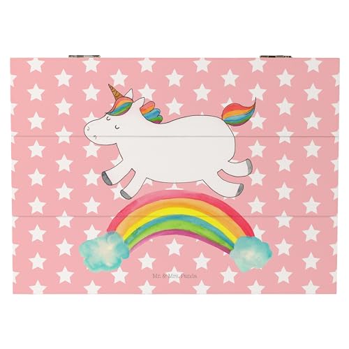 Mr. & Mrs. Panda 25 x 18 cm Holzkiste Einhorn Regenbogen - Geschenk, Glitzer, Pegasus, Schatulle, Geschenkdose, Einhornpower, Aufbewahrungsbox, von Mr. & Mrs. Panda