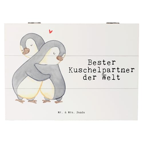 Mr. & Mrs. Panda 25 x 18 cm Holzkiste Kuschelpartner - Geschenk, Bett, Freundin, Mitbringsel, Bedanken, Aufbewahrungsbox, Geschenktipp, Truhe, von Mr. & Mrs. Panda