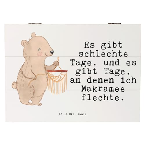 Mr. & Mrs. Panda 25 x 18 cm Holzkiste Makramee Tage - Geschenk, Auszeichnung, Truhe, Schatzkiste, Basteln mit Makramee, Danke, Geschenkdose, von Mr. & Mrs. Panda