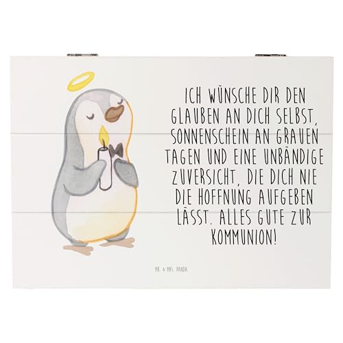 Mr. & Mrs. Panda 25 x 18 cm Holzkiste Pinguin Kommunion - Geschenk, Kommunion Dankeschön, Jugendweihe, Konfirmation, Truhe, Konfirmation Geschenk, von Mr. & Mrs. Panda