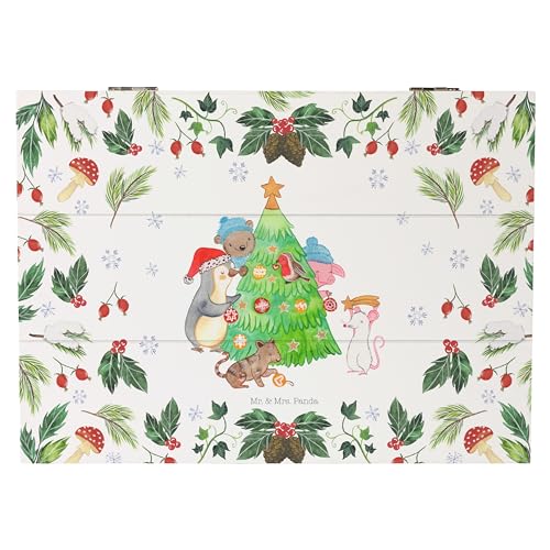 Mr. & Mrs. Panda 25 x 18 cm Holzkiste Weihnachtsbaum schmücken - Geschenk, Heiligabend, Truhe, Aufbewahrungsbox, Schatulle, Advent, Dekokiste, von Mr. & Mrs. Panda