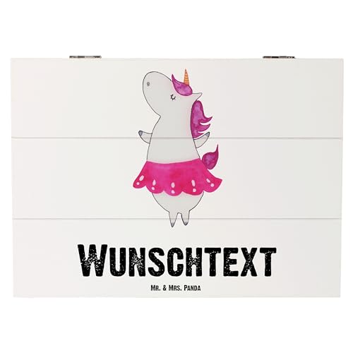 Mr. & Mrs. Panda 25 x 18 cm Personalisierte Holzkiste Einhorn Ballerina - Personalisierte Geschenke, Truhe mit Namen, Unicorn, Schatulle mit Namen, von Mr. & Mrs. Panda