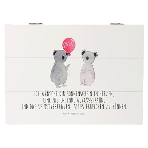 Mr. & Mrs. Panda 25 x 18 cm Holzkiste Koala Luftballon - Geschenk, Dekokiste, Geburtstag, Truhe, Geschenkdose, Aufbewahrungsbox, Geschenkbox, von Mr. & Mrs. Panda