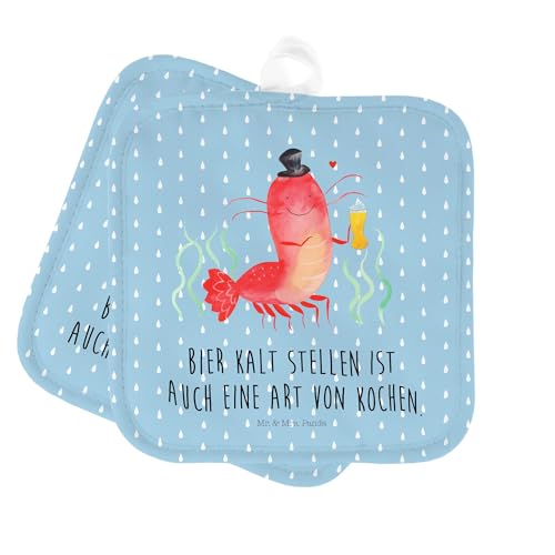Mr. & Mrs. Panda Topflappen Hummer Weizen - Geschenk, Topflappen mit Spruch, Ofenhandschuhe, Topfuntersetzer, Garnele, Meer, Meerestiere, von Mr. & Mrs. Panda
