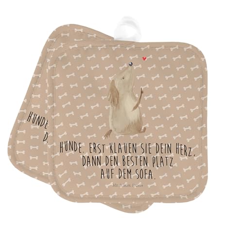 Mr. & Mrs. Panda Topflappen Hund Liebe - Geschenk, Topflappen Set, süß, Hundebesitzer, Topflappenset, Hunderasse, Hunde, Hundeglück, Topflappen von Mr. & Mrs. Panda