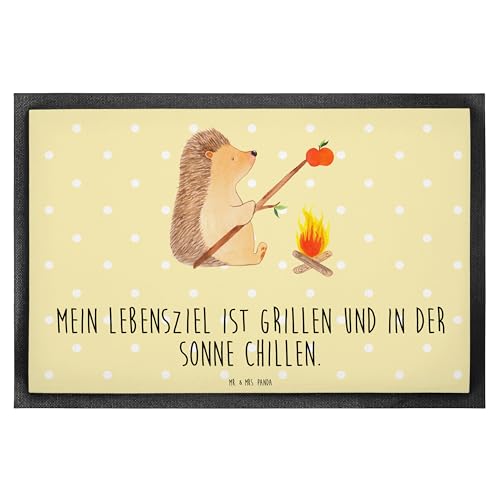 Mr. & Mrs. Panda 40 x 60 cm Fußmatte Igel Grillen - Geschenk, Fußabtreter, Türmatte, Spruch, Tiere, lustige Sprüche, Tiermotive, Vorleger, Ziele, von Mr. & Mrs. Panda