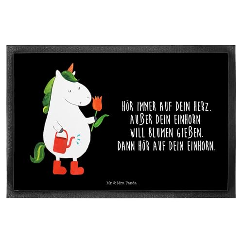 Mr. & Mrs. Panda 40 x 60 cm Fußmatte Einhorn Gärtner - Geschenk, Pegasus, Blume, Garten, Motivfußmatte, Einhorn Deko, Schmutzfangmatte, Giesskanne, von Mr. & Mrs. Panda