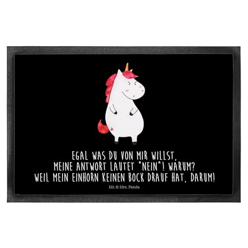 Mr. & Mrs. Panda 40 x 60 cm Fußmatte Einhorn Wut - Geschenk, dumme Fragen, Ansage, Fußabstreifer, Schmutzfänger, Spaß, Schmutzmatte, Pegasus, von Mr. & Mrs. Panda