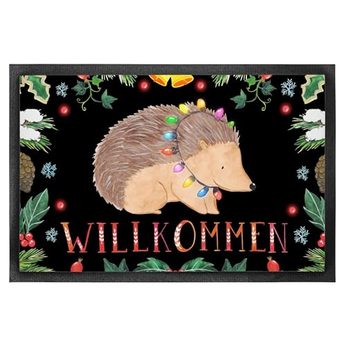 Mr. & Mrs. Panda 40 x 60 cm Fußmatte Igel Lichterkette - Geschenk, Weihnachtsdeko, Türvorleger, Schmutzfangmatte, Weihnachten, Vorleger, Fußabtreter, von Mr. & Mrs. Panda