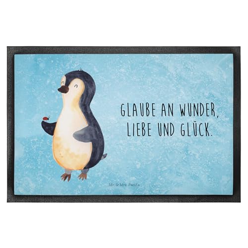 Mr. & Mrs. Panda 40 x 60 cm Fußmatte Pinguin Marienkäfer - Geschenk, Motivfußmatte, Haustürmatte, Schmutzmatte, Fußabstreifer, Liebe, Schmutzfänger, von Mr. & Mrs. Panda