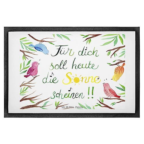 Mr. & Mrs. Panda 40 x 60 cm Fußmatte Vögel Sonne - Geschenk, Türmatte, Natur, Türvorleger, Dekoration, Haustürmatte, Blumen Deko, Fußabtreter, von Mr. & Mrs. Panda