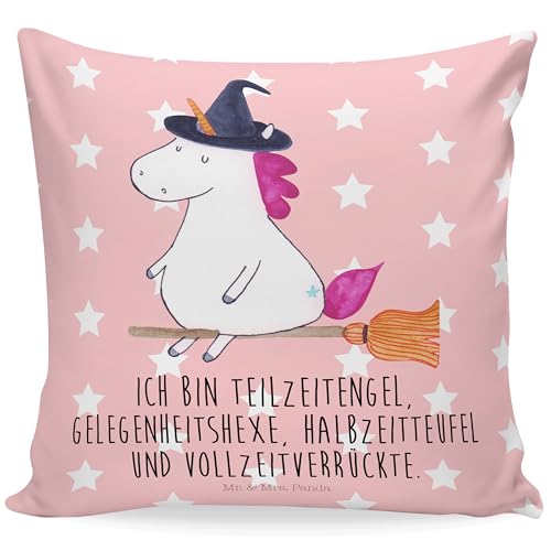 Mr. & Mrs. Panda 40x40 Kissen Einhorn Hexe - Geschenk, Unicorn, Dekokissen, Einhorn Deko, Einhörner, Motivkissen, Kissenhülle, Sofakissen, Leben, von Mr. & Mrs. Panda