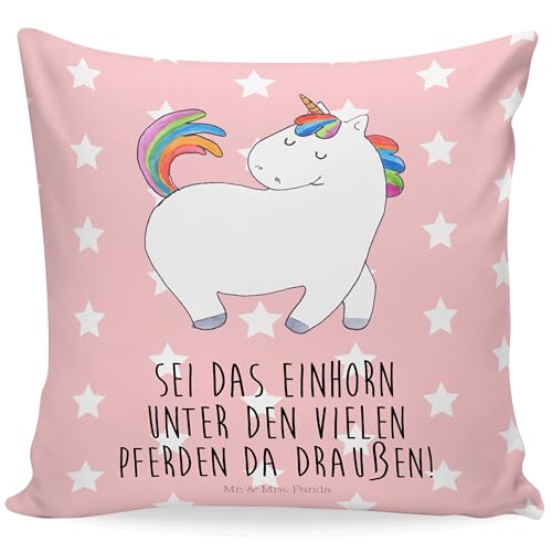 Mr. & Mrs. Panda 40x40 Kissen Einhorn stolzierend - Geschenk, Anders, Unicorn, Kissenhülle, Dekokissen, Einhorn Deko, Motivkissen, Freundin, von Mr. & Mrs. Panda