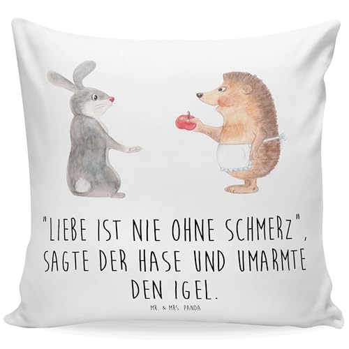 Mr. & Mrs. Panda 40x40 Kissen Hase Igel - Geschenk, Kissenhülle, Tiere, lustige Sprüche, Spruch romantisch, Tiermotive, Dekokissen, Kopfkissen, Liebe von Mr. & Mrs. Panda