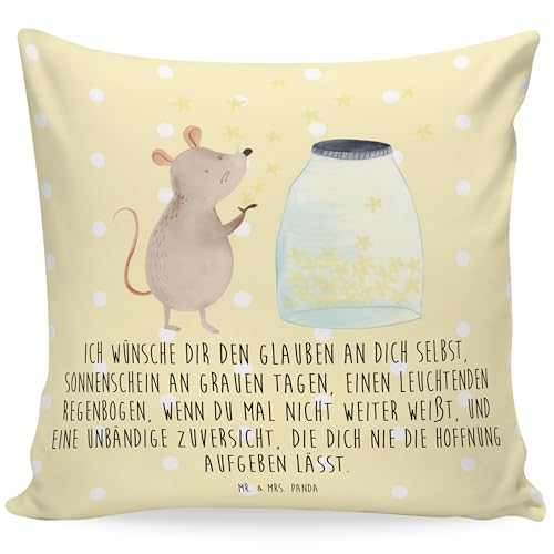 Mr. & Mrs. Panda 40x40 Kissen Maus Sterne - Geschenk, Geburt, Tiermotive, lustige Sprüche, Träume, Dekokissen, Kissenhülle, Taufgeschenk, Gute Laune, von Mr. & Mrs. Panda