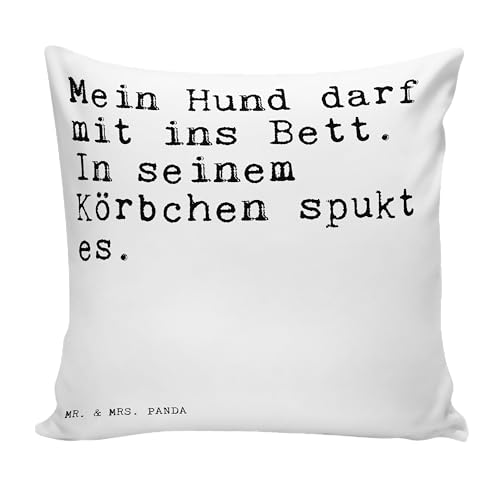 Mr. & Mrs. Panda 40x40 Kissen Mein Hund darf mit... - Geschenk, Frauchen, Tier, Spruch, Kopfkissen, Zitate, Spruch Geschenke, Kissenhülle, von Mr. & Mrs. Panda