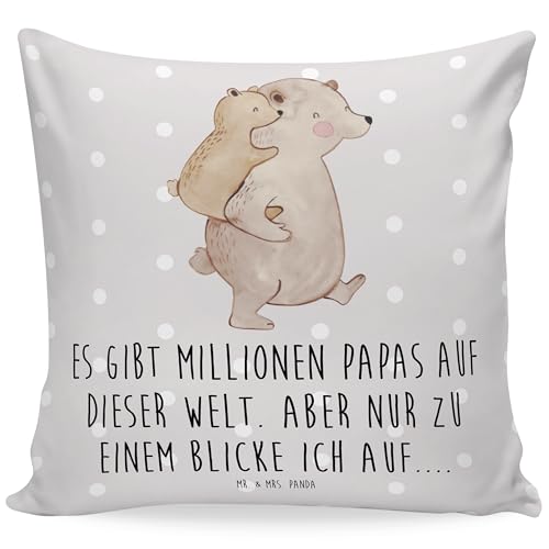 Mr. & Mrs. Panda 40x40 Kissen Papa Bär - Geschenk, Sofakissen, Geburtstag, Kopfkissen, Vatertag, Vorbild, Dekokissen, Motivkissen, Mama, Oma, von Mr. & Mrs. Panda