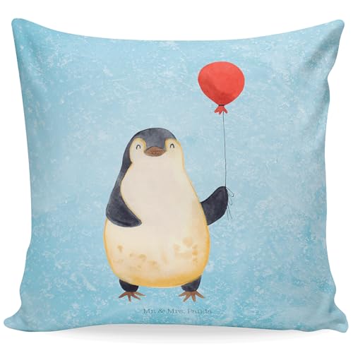 Mr. & Mrs. Panda 40x40 Kissen Pinguin Luftballon - Geschenk, Geschenk Freundin, Liebe, Motivkissen, Kissenhülle, Kind, Dekokissen, Tagträume, von Mr. & Mrs. Panda