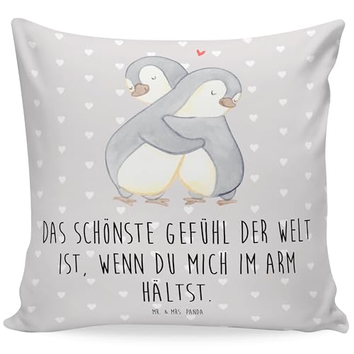 Mr. & Mrs. Panda 40x40 Kissen Pinguine Kuscheln - Geschenk, Hocheitstag, Freund, Kopfkissen, Ehemann, Liebesgeschenk, Kissenhülle, Motivkissen, von Mr. & Mrs. Panda