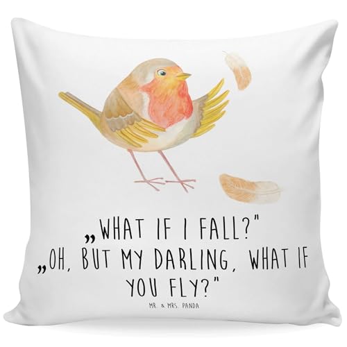 Mr. & Mrs. Panda Kissen Rotkehlchen Federn - Geschenk, Tiermotive, Spruch Mut, Tiere, lustige Sprüche, Kissenhülle 40x40, Sofakissen, Kissen 40x40, Mr. & Mrs. Panda Kissen Rotkehlchen Federn - Geschenk, Tiermotive, Spruch Mut, Tiere, lustige Sprüche, Kissenhülle 40x40, Sofakissen, Kissen 40x40, von Mr. & Mrs. Panda
