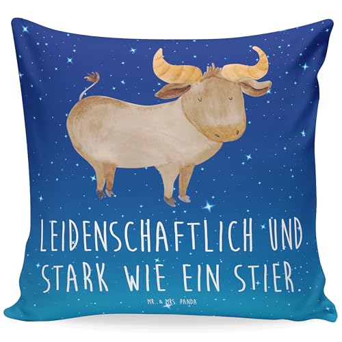 Mr. & Mrs. Panda 40x40 Kissen Sternzeichen Stier - Geschenk, Horoskop, Stier Sternzeichen, Kopfkissen, Motivkissen, Kissenhülle, Tierkreiszeichen, von Mr. & Mrs. Panda