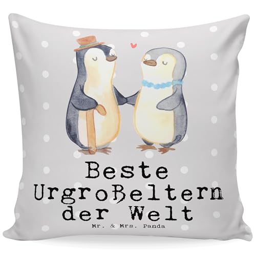 Mr. & Mrs. Panda 40x40 Kissen Urgroßeltern - Geschenk, Dekokissen, Schenken, Kissenhülle, Geschenkidee, Großmama, Kopfkissen, Motivkissen, Uroma, von Mr. & Mrs. Panda