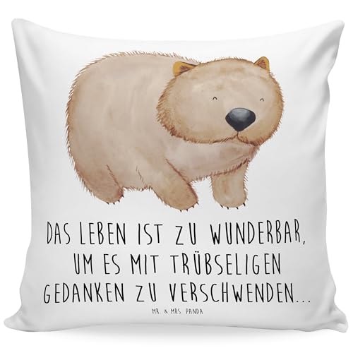 Mr. & Mrs. Panda 40x40 Kissen Wombat - Geschenk, Gute Laune, Kissenhülle, Dekokissen, Kopfkissen, Motivkissen, Motivation, Tiere, Sofakissen, Spruch, von Mr. & Mrs. Panda