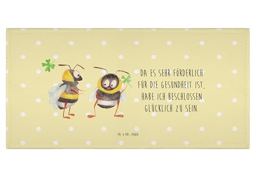 Mr. & Mrs. Panda 50 x 100 Handtuch Hummeln mit Kleeblatt - Geschenk, Handtücher, groß, Biene, lustige Sprüche, Tiermotive, glücklich Sein, Spruch von Mr. & Mrs. Panda