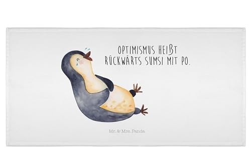 Mr. & Mrs. Panda 50 x 100 Handtuch Pinguin lachend - Geschenk, Optimismus, Pinguine, Badehandtuch, Fröhlich, groß, witzig, Freude, Kinder, haha, von Mr. & Mrs. Panda