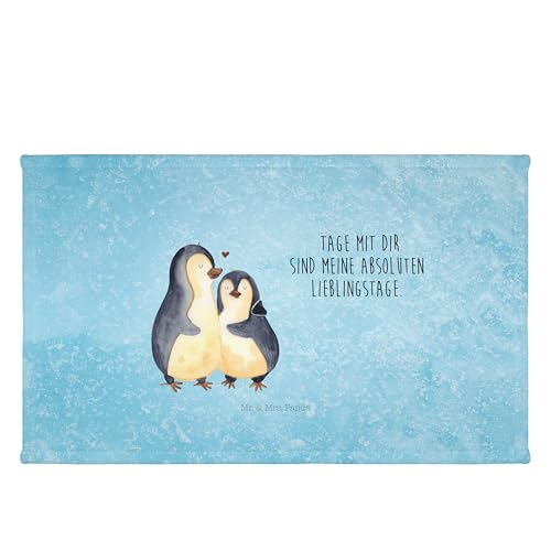 Mr. & Mrs. Panda 50 x 100 Handtuch Pinguin umarmend - Geschenk, Liebesgeschenk, Umarmung verliebt, Hochzeitstag, Paar, Kinder, Jahrestag, Baby, groß, von Mr. & Mrs. Panda