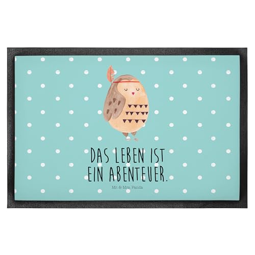 Mr. & Mrs. Panda 50 x 75 cm Fußmatte Eule Federschmuck - Geschenk, Türvorleger, Vorleger, Reisespruch, Motivfußmatte, Eule Deko, Owl, Waldtiere, von Mr. & Mrs. Panda