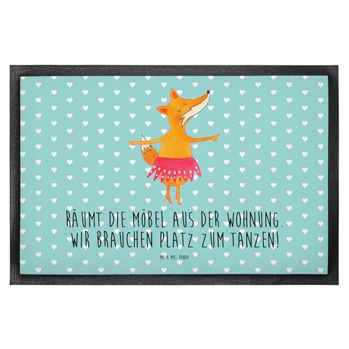 Mr. & Mrs. Panda 50 x 75 cm Fußmatte Fuchs Ballerina - Geschenk, Türmatte, Ballett, Fußabtreter, Fuchs Spruch, rosa Tütü, Schmutzfänger, von Mr. & Mrs. Panda