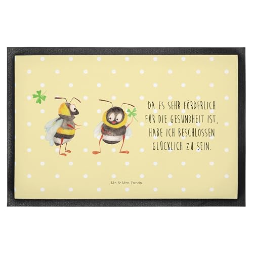 Mr. & Mrs. Panda 50 x 75 cm Fußmatte Hummeln Kleeblatt - Geschenk, glücklich Werden, Schmutzmatte, Biene, Schmutzfangmatte, Spruch schön, Gute Laune, von Mr. & Mrs. Panda