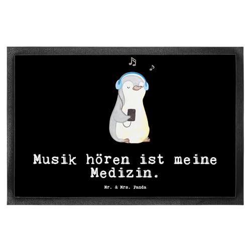 Mr. & Mrs. Panda 50 x 75 cm Fußmatte Musik hören Medizin - Geschenk, Schmutzfänger, Schenken, Fußabtreter, Auszeichnung, Lieblingssong, von Mr. & Mrs. Panda