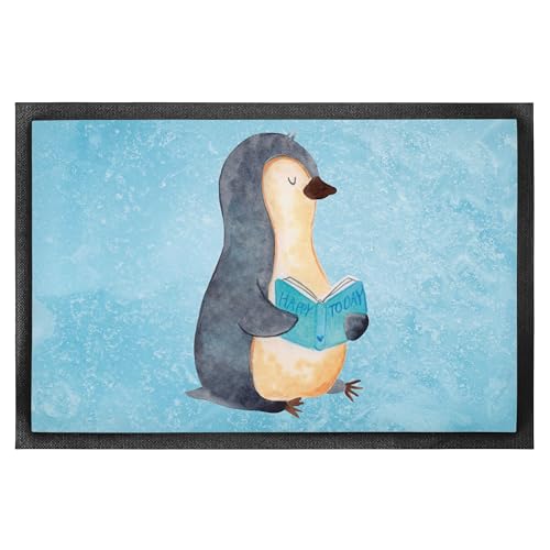 Mr. & Mrs. Panda 50 x 75 cm Fußmatte Pinguin Buch - Geschenk, Lesen, Vorleger, Fußabstreifer, Türvorleger, Bücherwurm, Türmatte, Ferien, Fußabtreter, von Mr. & Mrs. Panda