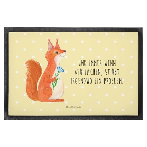 Mr. & Mrs. Panda 50 x 75 cm Fußmatte Eichhörnchen Blume - Geschenk, Fußabstreifer, Spruch Deko, Motivation Bilder, Spruch positiv, Tiermotive, von Mr. & Mrs. Panda