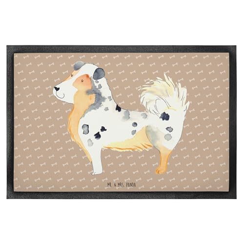 Mr. & Mrs. Panda 60 x 90 cm Fußmatte Hund Australien Shepherd - Geschenk, Hundemotiv, Familienhund, Australian Shepard, Türmatte, Hundemama, von Mr. & Mrs. Panda