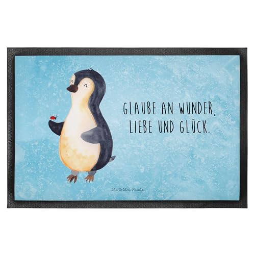 Mr. & Mrs. Panda 60 x 90 cm Fußmatte Pinguin Marienkäfer - Geschenk, Glück, Pinguine, Fußabtreter, aufmerksam, Schmutzmatte, Türmatte, Freude, von Mr. & Mrs. Panda