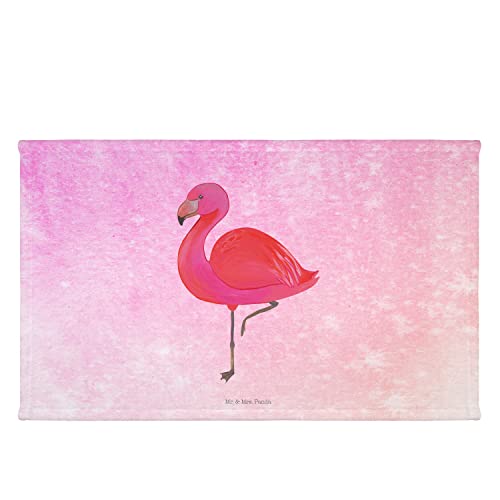 Mr. & Mrs. Panda 70 x 140 Handtuch Flamingo Classic - Geschenk, Spruch, glücklich, Freundinnen, Tochter, Freundin, Badetuch, rosa, Saunatuch, von Mr. & Mrs. Panda