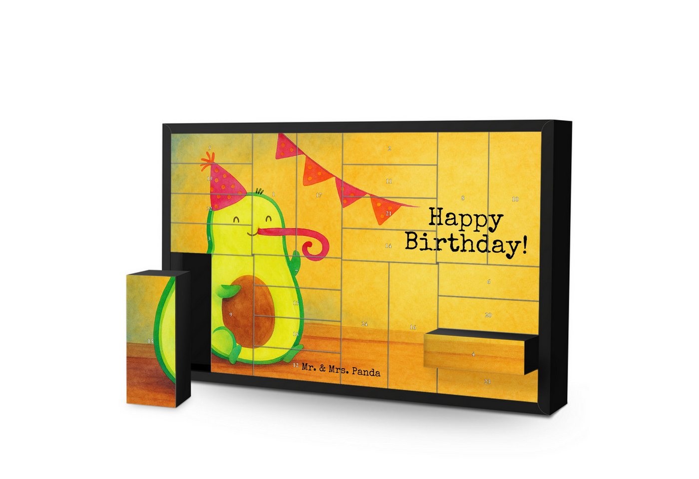 Mr. & Mrs. Panda Adventskalender Avocado Geburtstag Design, Adventskalender, Weiß, Happy Birthday, Fei (Packung, 1-tlg) von Mr. & Mrs. Panda