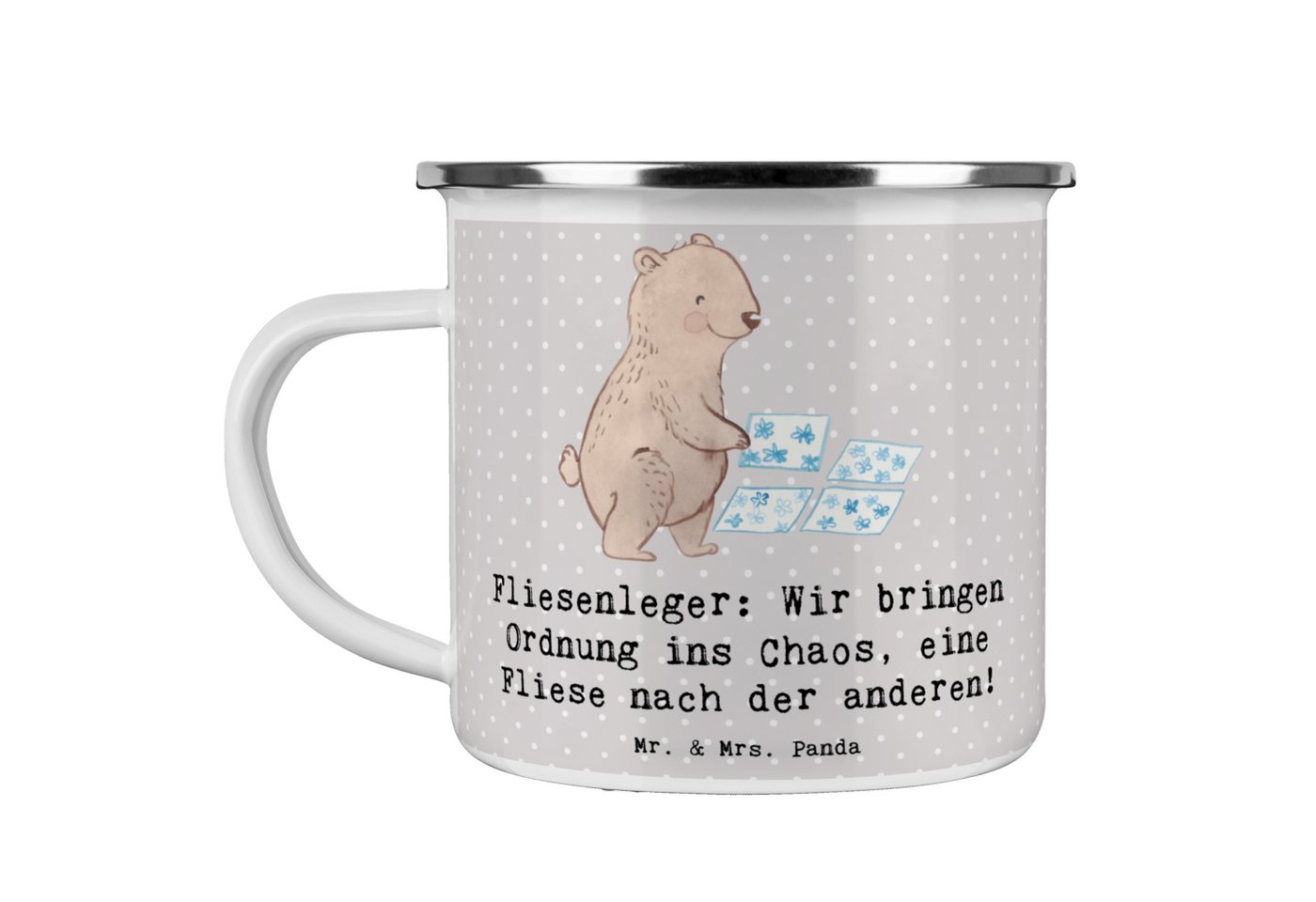 Mr. & Mrs. Panda Becher Fliesenleger: Wir bringen Ordnung ins Chaos, eine Fliese nach der and, Emaille Mr. & Mrs. Panda Becher Fliesenleger: Wir bringen Ordnung ins Chaos, eine Fliese nach der and, Emaille von Mr. & Mrs. Panda