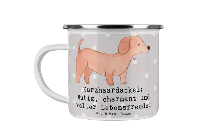 Mr. & Mrs. Panda Becher Mutiger Dackel - Grau Pastell - Geschenk, liebenswert, charmant, Hund, Emaille von Mr. & Mrs. Panda