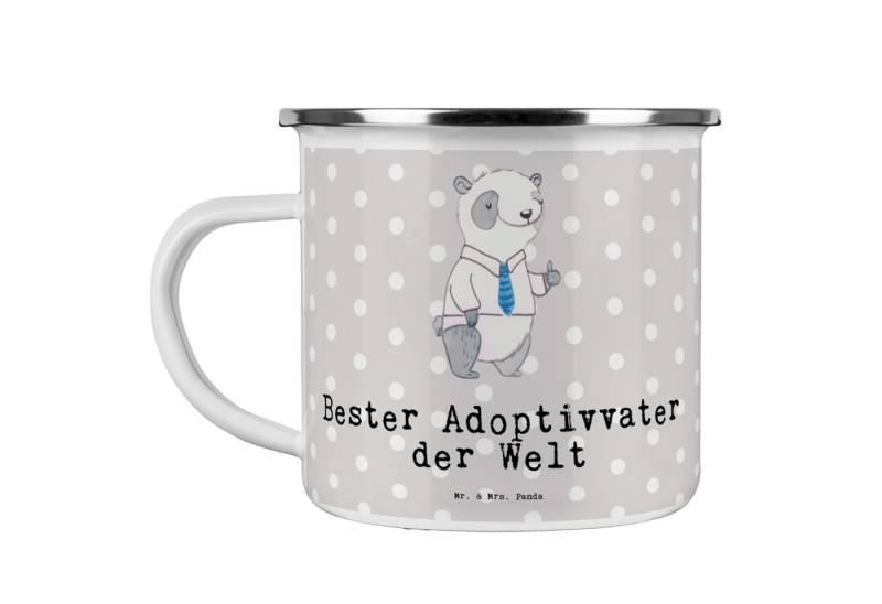 Mr. & Mrs. Panda Becher Panda Bester Adoptivvater der Welt - Grau Pastell - Geschenk, adoptie, Emaille von Mr. & Mrs. Panda