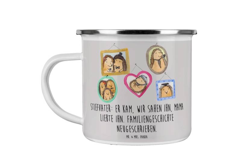Mr. & Mrs. Panda Becher Stiefvater Liebe, Trinkbecher, Grau Pastell, Tasse, Kaffeetasse, Bech, Emaille von Mr. & Mrs. Panda